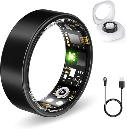 Smart Health Rings for Women Men, Fitness Tracker with Heart Rate, Blood Oxygen, HRV, Sleep Tracker, Step Tracker, No Subscription Fee, IP68 Waterproof Smart Ring for iphone & Android (Black 11#)