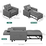 YITAHOME Sleeper Chair Bed for Adults, 3-in-1 Convertible Sofa Fold Out Chair Bed Pull Out Sofa Bed with Wireless, USB and Type C Charging Ports for Living Room Office Bedroom Apartment, Dark Grey