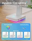 IFYOO RGB Gaming Headset Stand with 2 USB Ports, Game Headphone Mount for PC, Xbox One, PS4, Switch, Earphone Holder Hanger, Great for Gaming Stations, Fancy Desk Gamer Accessories, White