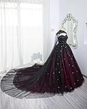 Ftupza Tulle Red Burgundy Sweetheart Wedding Dresses for Bride Lace Applique Bridal Gown with Train A-line Plus Size V-Neck Wedding Gown Size 26