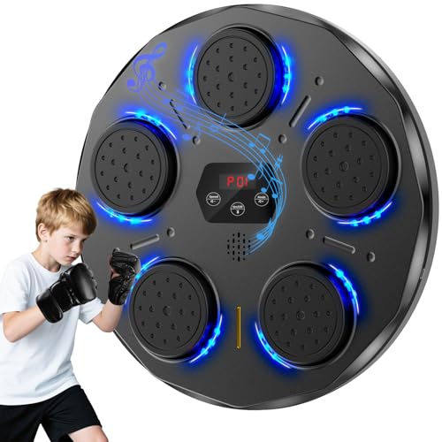 Dashsafe Music Boxing Machine for Adults and Kids, Smart Bluetooth Boxing Training Equipment with Gloves, Wall Mounted Workout Punching Machine Electronic LED for Home, Office, Gym, 9 Modes & 9 Speed