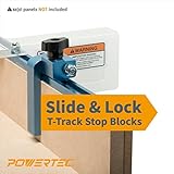 POWERTEC Table Saw Sled w/Blade Guard, 24" T Track, 19" HDPE Miter Bars, 3" T Track Stop Block, Bolt, Screw, Miter Slot Runners for DIY Table Saw Crosscut Sled, Woodworking Tools Accessories (71703)