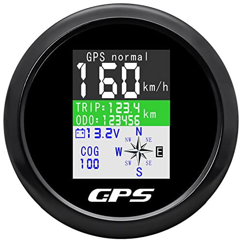 MAIMEIMI GPS Speedometer 3-3/8" 85mm Boat GPS Speedometer Odometer Waterproof White Antenna TFT Screen Digital MPH Knots Km/h for Boat Marine 9-33V Car