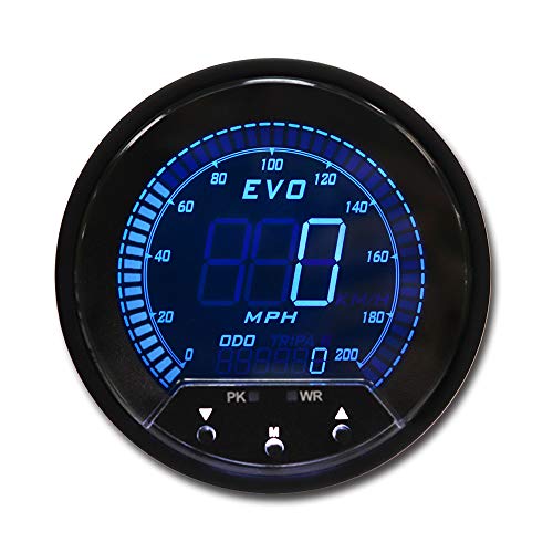 MOTOR METER RACING EVO Series 85mm 3-3/8" Digital GPS Speedometer 200 MPH Blue Red White Green LED Backlit Peak Recall Warning Function Odometer Trip Meter