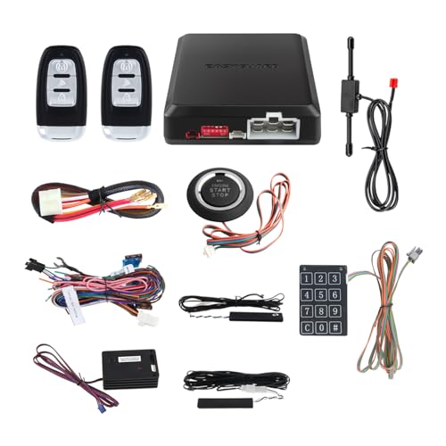 EASYGUARD EC002-NS PKE Passive Keyless Entry Car Alarm System Remote Start Starter Push Start Stop Button Touch Password Entry Shock Sensor Alarm