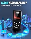 128GB MP3 Player with Bluetooth - Portable Mp3 Music Player with HiFi Speaker, 2.4" Screen MP3 Player with Voice Recorder, FM Radio, Touch Buttons,Support up to 256GB SD Card (Black)