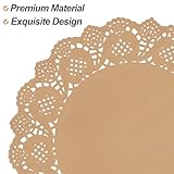 MCEAST 100 Pack Round Brown Kraft Paper Doilies 13.5 Inches Lace Paper Place Mats Rustic Scallop Doily Disposable Paper Table Pads for Food Cakes Crafts Party Weddings Tableware Decor