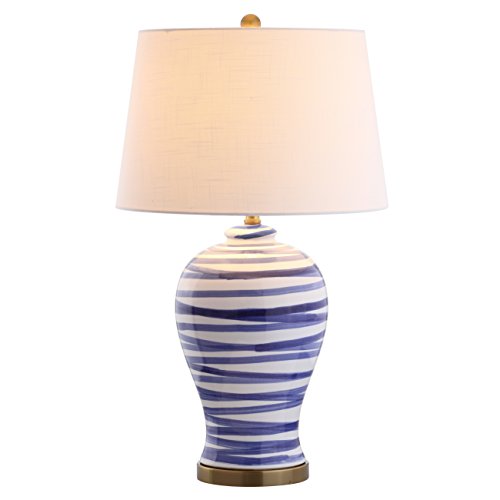 JONATHAN Y JYL3016A Joelie 29" Ceramic LED Table Lamp Coastal Traditional Bedside Desk Nightstand Lamp for Bedroom Living Room Office College Bookcase LED Bulb Included, Blue/White