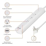 Amazon Basics Smart Plug Power Strip with 3 Individually Controlled Outlets and 2 USB-A Ports, Works with Alexa Only, 2.4 GHz Wi-Fi, No Hub Required, White