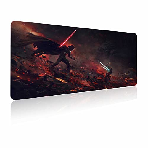 XXL Mouse Pad Ahsoka-Tano Vs Vader,Extra Large Gaming Mousepad Laptop Desk Mat,Non-Slip Rubber Base,Stitched Edges,Smooth Fabric,Computer Keyboard & Mice Combo Pads for Office Game 31.5x15.7