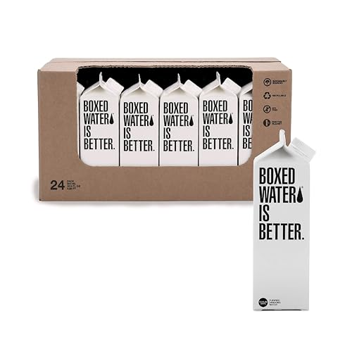 Boxed Water 16.9 oz. (24 Pack) – Purified Drinking Water in 92% Plant- Based Boxes – 100% Recyclable, BPA-Free, Refillable/Reusable Cartons – More Sustainable than Plastic Bottled Water