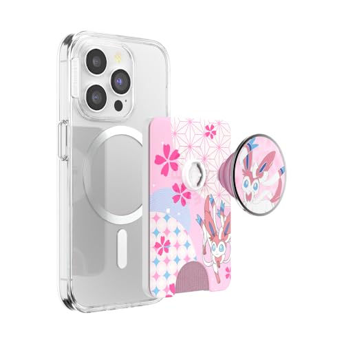 PopSockets Phone Wallet with Expanding Grip and Adapter Ring for MagSafe, Phone Card Holder, Wireless Charging Compatible, Wallet Compatible with MagSafe, Pokemon - Enamel Sylveon's Dream