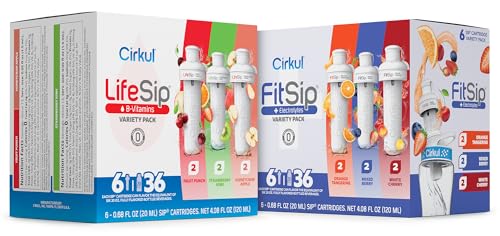 Cirkul Variety Pack Bundle, Flavored Water Cartridge 12-Pack (LifeSip, FitSip), Sugar-free Drink Mix