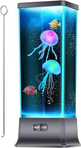 COLORLIFE Cool Jellyfish lamp Sensory Synthetic Realistic Jelly Fish Tank Aquarium Mood Lamp for Home Office Decor Gifts for Kids Women Men Birthday Christmas Holiday Presents