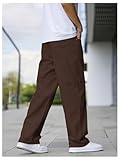 Verdusa Men's Baggy Jeans High Waist Wide Leg Classic Denim Pants Coffee Brown Medium