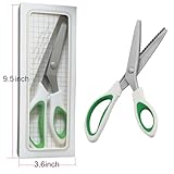 JISTL Green Pinking Shears Comfort Grips Crafts Zig Zag Cut Sewing Scissors,Professional Handheld Dressmaking