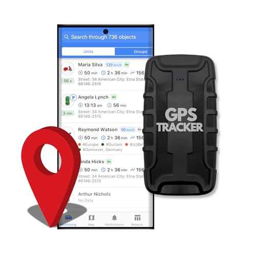 gpsnvision - GPS Tracker for Vehicles Ready-to-Use Hidden Magnetic, Trailers, Elderly, Teenager Real-Time 4G Car Tracker Device, Splash-Proof with a 3 Month Rechargeable Battery Life, Includes APP