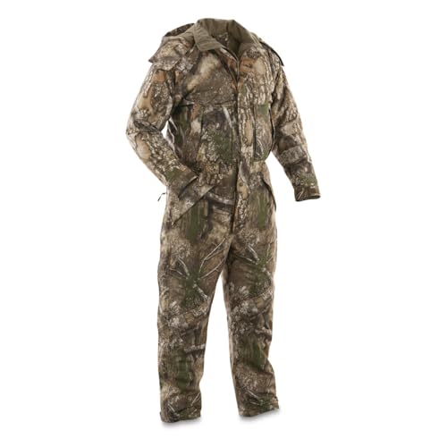 Guide Gear Men's Dry Waterproof Hunting Coveralls with Hood, Insulated Camo Hunt Overalls RT APX LARGE