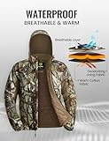 TIDEWE Hunting Clothes for Men with Face Mask, Silent Waterproof Hunting Jacket and Adjustable Bibs, Insulated-Lined, Safety Strap Compatible (Next Camo G2 Size S)