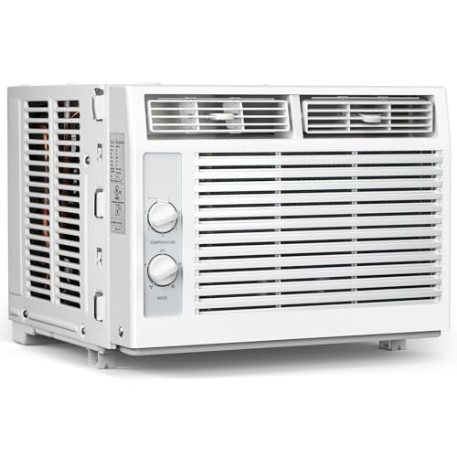KISSAIR 5,000 BTU Window Air Conditioner Cools Up to 150 Sq. Ft, Utral Quiet Air Conditioner Window Unit with Mechanical Controls, 2 Fan Speeds, Small Window AC Unit, Ideal for Bedroom