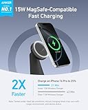 Anker MagSafe Compatible 2-in-1 Charging Stand, iPhone 16 Wireless Charger, Qi2 Certified 15W, Adjustable and Super Strong, for iPhone 16/15/14/13/12 Series, AirPods (40W USB C Adapter Included)