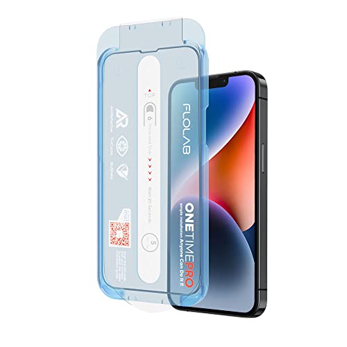 FLOLAB NanoArmour ONETIME PRO Anti Reflective for iPhone 14 Plus / 13 Pro Max Screen Protector Best iPhone Tempered Glass Protects Your Eyes - Durable, Smooth as Butter, Easy to Install, Dust Free