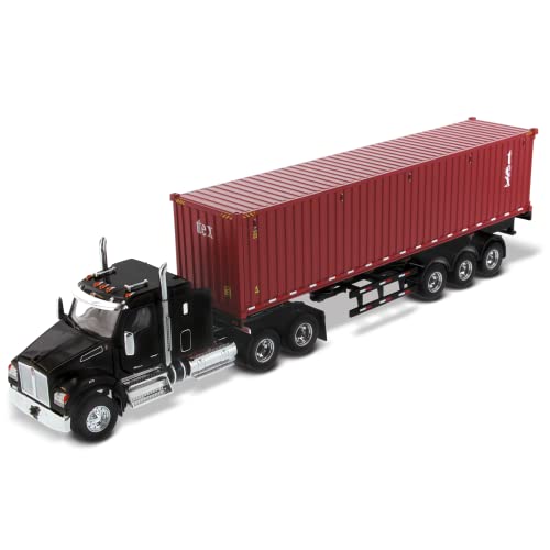 Diecast Masters 1:50 Scale Kenworth T880 SFFA Day Cab with 40" Sleeper & Skelatal Trailer with 40' Dry Goods Sea Container | Transport Series Model 71060