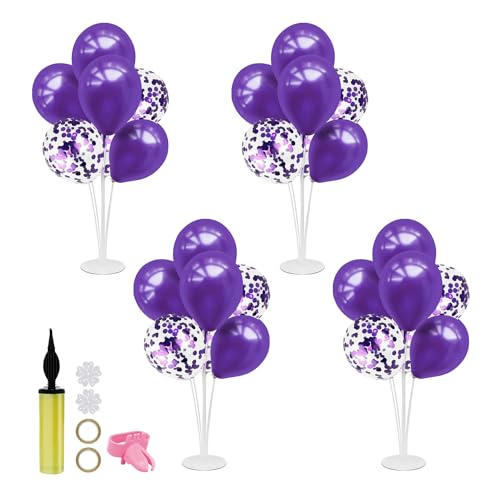 ZJDHPTY Purple Balloon Stand Centerpiece Table Decorations for Birthday Bridal Shower Wedding Engagement Mother's Day Graduation Halloween Party Decorations(Purple set4)