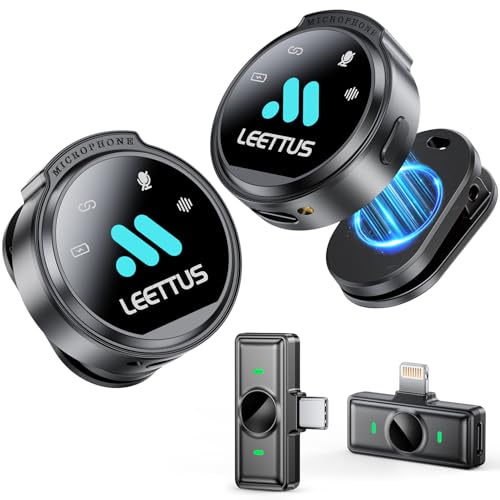 True Dual Receivers Mini Microphone for iPhone 7-16/Android/Tablet,Lavalier Wireless Microphone with DSP Noise Cancellation,Magnetic Clip,18H Battery, Ideal for TikTok,Live Streaming,Interviews, Gifts