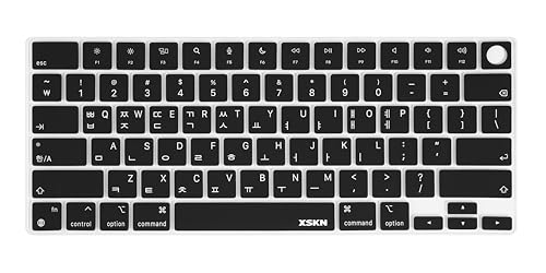 XSKN Korean Language US Version Keyboard Silicone Skin Cover Fits for Apple Since 2021 Released MacBook Air MacBook Pro 13.6 15.3 14.2 16.2 Inch with M1 M2 M3 M4 Chip and Touch ID