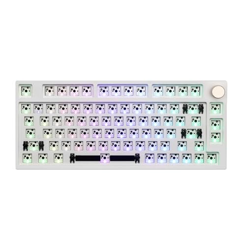 EPOMAKER TH80 Pro Wireless Barebones Keyboard Kit, 75% Hot Swap Mechanical Keyboard Kit, Bluetooth 5.0/2.4GHz/Wired RGB Gaming Keyboard, South-Facing LEDs for Win/Mac/PS5/PS4/Xbox (White)