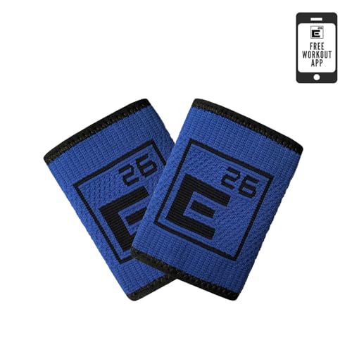 Element 26 Sweat Wicking Wrist Bands (4 Pack), Blue, Medium - Sweat Bands for Wrists - Sweat Bands for Cross Training, Weightlifting, Functional Fitness, WODs, Sports
