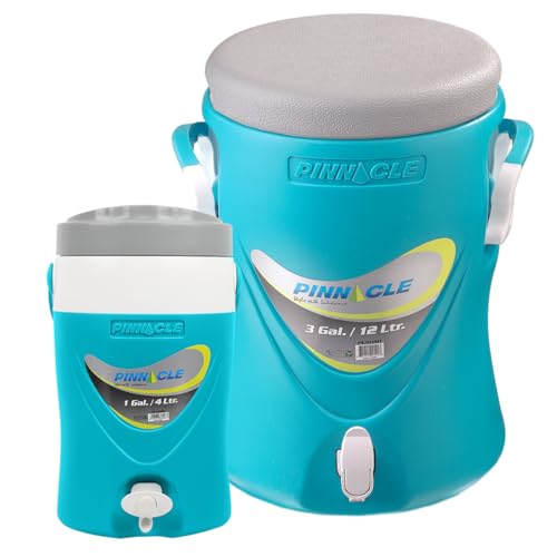 3-Gallon Water Cooler and 1-Gallon Water Jug Set – Insulated Beverage Cooler Dispenser with Pull Tap Spout – Leakproof Sports Water Jug with Drinking Spout – Jug Water Bottle for Camping, Outdoor