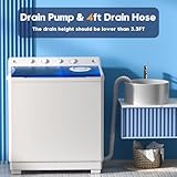 Auertech Portable Washing Machine, 40lbs Twin Tub Washer Mini Compact Laundry Machine with Drain Pump, Semi-automatic 24lbs Washer 16lbs Spinner Combo for Dorms, Apartments, RVs