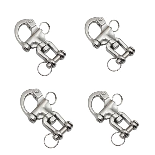 Baieasy 4 Pack Snap Shackle Sailing Halyard, 316 Stainless Steel Clevis Swivel Jaw Swivel Shackle, Quick Release Snap Hook for Sailing Rigging Shackles, SCBA face Masks, Firefighter Mask