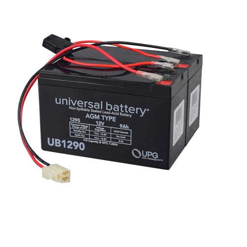 AlveyTech 24 Volt Battery Pack for Razor Pocket Mod Electric Scooter (9 Ah, Versions 45+) - Replacement Set of 2 Premium Rechargeable AGM Batteries with Wiring Harness, for Vespa Moped Style Scooters