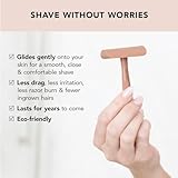 Kitsch Double Edge Safety Razors for Women and Men, Long Metal Handle and Stainless Steel Single Blade Razor with 5 Double Edge Refills, for Shaving and Travel Essentials - Terracotta