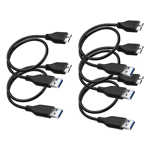 SaiTech IT 45CM USB 3.0 Cable A to Micro B high Speed Upto 4.8 Gbps Data Transfer Cable for Portable External Hard Drive - Black (5 Pack)