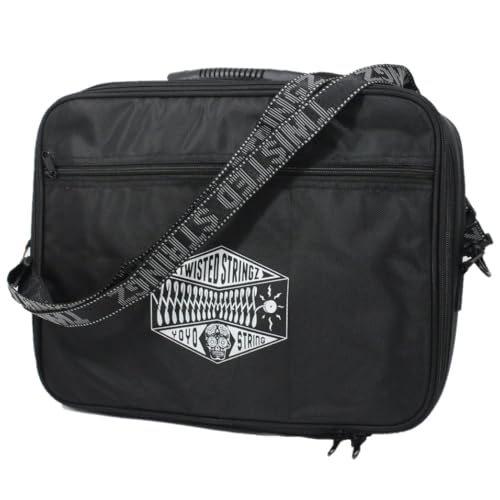 Twisted Stringz Deluxe Yo-Yo Big Bag - YoYo Carry Case - Holds 24 Yo-Yos- Triple Stitch Shoulder Strap - Double Graphics (Black)