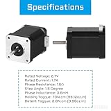 YEJMKJ 3pcs Nema 17 Stepper Motor 60MM Bipolar 2 A 70Ncm (99.12oz.in) 1.8 Degree Nema17 42 Stepper Motors Kit 2 Phase 4-Lead with 1m Cable and Connector for DIY CNC 3D Printer, 1.66x1.66x2.37inch