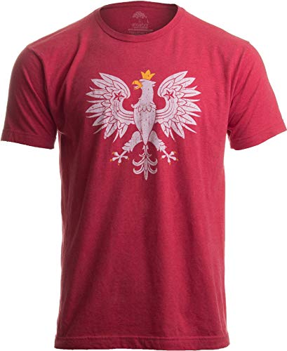 Ann Arbor T-shirt Co. Poland Pride | Vintage Style, Retro-Feel Polish Eagle Polska Unisex T-Shirt-Adult,L Heather Red