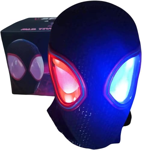 Jefuzh SpiderHero Mask Moving Eyes, 2025 New Spiderman Mile Morales Hero Mask, Remote Control Full Face Adult/Kids Cosplay (BLACK)