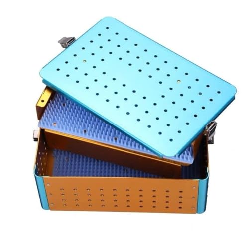 Double Layered Instrument Sterilization Tray Box with Silicone mat Disinfection ultrasonic Basket case ultrasonic Cleaning Washing Sterilization Trays opthalmic ENT