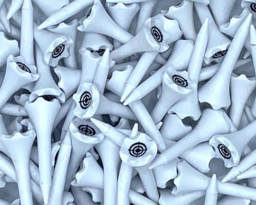 TRUESTRIKE 1 ½” Plastic Golf Tees – 100 Short Tees for Irons, Par Threes, Hybrids, and Driving Range - High Visibility White Durable Plastic (Marskman)
