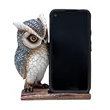 AMAJY Whimsical Owl Cell Phone Stand and Decorative Mobile Phone Holder for Desk - Owl of Wisdom and Mystery, Sturdy Resin Smartphone Holder, Unique Owl Gift for Protection and Style