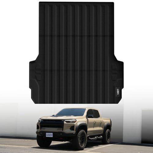 Lasfit Truck Bed Mat Fits for Chevrolet Chevy Colorado/GMC Canyon 2023 2024 2025 5FT Accessories, Vehicle Bed Mat Custom Fit Flush All Weather Protection TPE Pickup Car Bed Cargo Trunk Liner