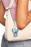 Disney Stitch Keychain Official License, Multicolored Pave Crystal Stitch Charm Keychain with Lobster Clip