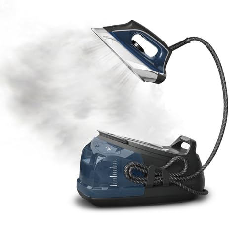 Rowenta, Iron, Stainless Steel Soleplate Professional Steam Station for Clothes, 1.1L Removable Tank, Fast Heat Up, 1800 Watts, Blue Clothes Iron, DG8624