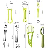 5Pcs Melon Baller Scoop Set, 4 in 1 Stainless Steel Fruit Scooper Seed Remover Cutter, Double Sided Melon Baller Spoon, Avocado Cutter, Watermelon Carving Knife for Dig Pulp Separator Fruit Slicer