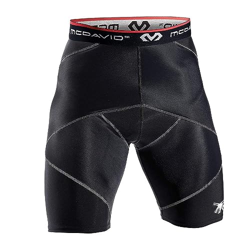 McDavid Cross Compression Shorts. Thick Compression for Muscle Support and Recovery. HIPS, Hamstring, Quads Black